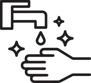 Cleanliness and hygiene icon representing hand washing under a running faucet with sparkling bubbles vector