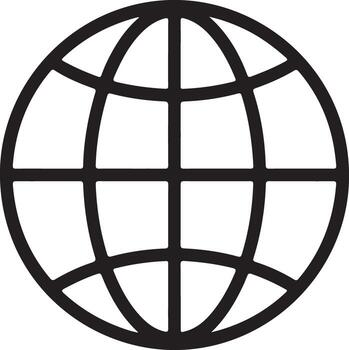 sencillo negro contorno de un globo representando global red o Internet conexión en un blanco antecedentes vector