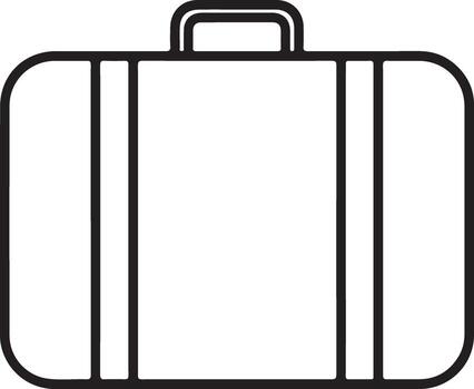 Simple outline illustration of a classic rectangular suitcase with a top handle and strap details vector