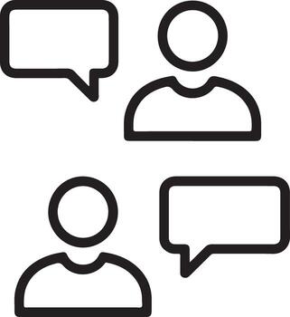 Two stylized figures with speech bubbles representing communication and conversation icons vector