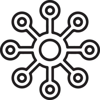 Abstract geometric radial network connection symbol with interconnected nodes and lines vector