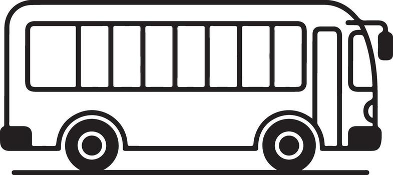 Simple outline illustration of a modern passenger bus with multiple windows and wheels vector