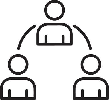 Simple line icon depicting a hierarchical organizational structure with three people vector