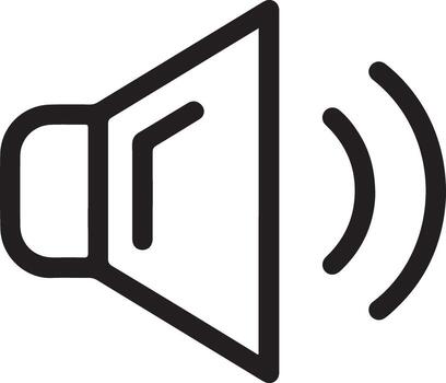 Simple outline icon of a speaker emitting sound waves representing audio volume or sound vector