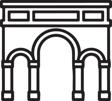 Simple outline illustration of a grand monumental archway with multiple arches and columns vector