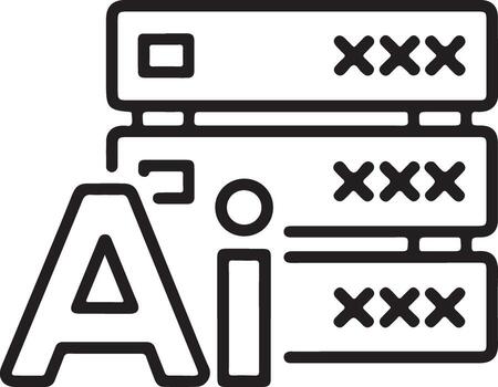 conceptual ilustración de artificial inteligencia servidores y datos Procesando con ai acrónimo vector