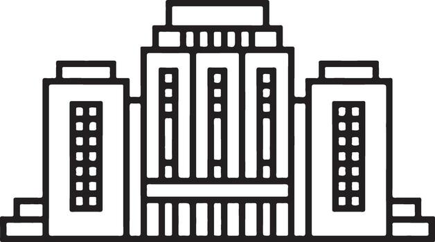 Stylized line art icon of a grand classical government building with columns and windows vector
