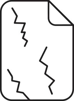 Simple line art icon of a torn or damaged document with jagged cracks vector