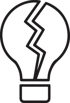 Broken light bulb symbol representing failure lack of ideas or creative block vector