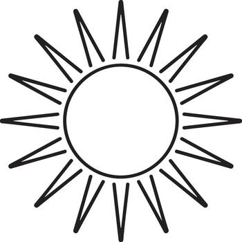 Simple line drawing of a stylized sun with sharp rays vector