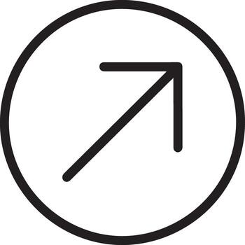 sencillo negro flecha señalando arriba y Derecha dentro un circulo vector