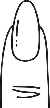 Simple hand drawn outline illustration of a single fingernail with a rounded oval shape on a finger vector