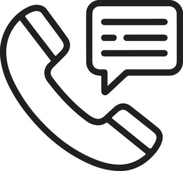 comunicación icono representando un teléfono auricular con un habla burbuja indicando un mensaje o conversacion vector