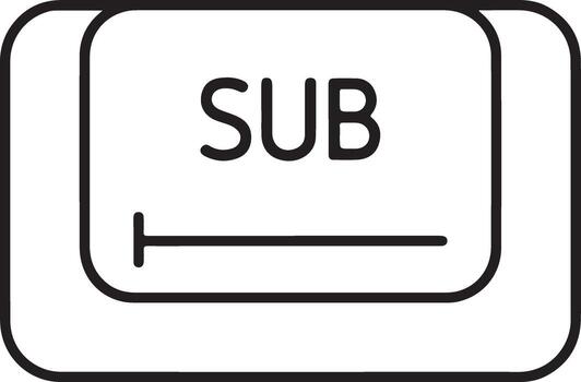 sencillo línea Arte icono de un botón etiquetado sub con un horizontal línea abajo vector