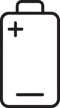 Simple outline icon of a battery with positive and negative terminals clearly marked vector