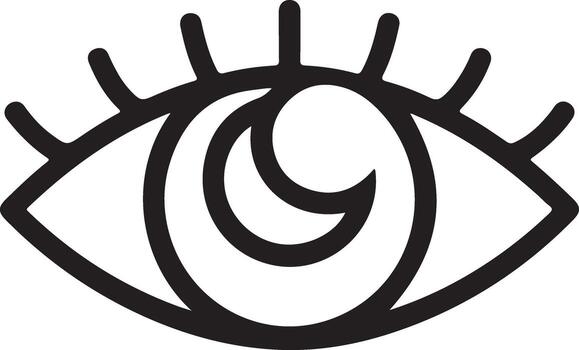 Mystical eye symbol with crescent moon inside representing intuition and inner vision vector
