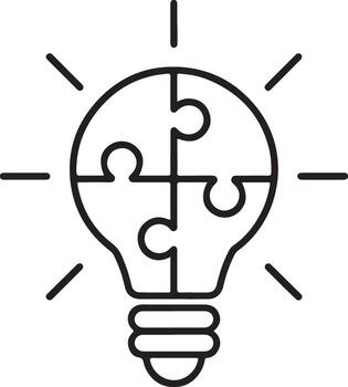 ligero bulbo hecho de rompecabezas piezas simbolizando creativo idea Generacion y problema resolviendo vector
