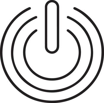 Modern power button symbol with radiating waves indicating signal or energy transmission vector