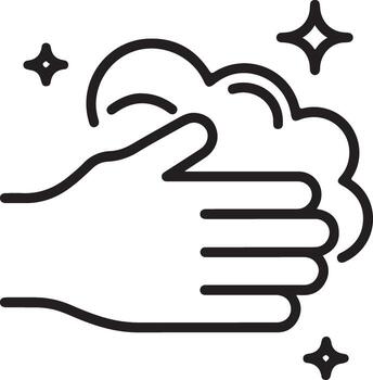 Hand washing with soap and water creating bubbles and sparkling clean effect icon vector