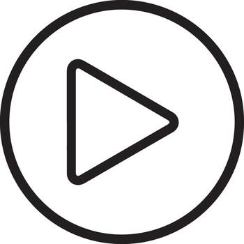 negro y blanco contorno de un jugar botón icono dentro un circulo vector