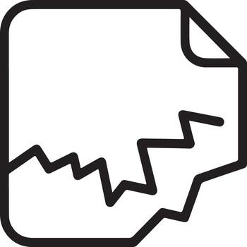 Icon of a torn or ripped document with a jagged edge representing damage or destruction vector