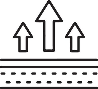 Three upward pointing arrows rising from a layered surface representing growth and progress vector