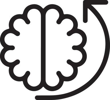 Brain icon with circular arrow indicating learning or growth vector