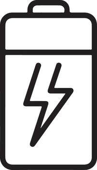 Simple outline icon of a battery with a lightning bolt symbol indicating power vector