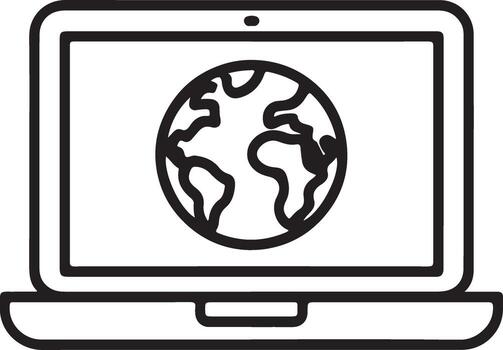 Global internet connection and digital communication on a laptop screen vector