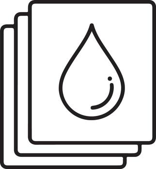 Stack of paper sheets with a simple outline drawing of a water droplet on the top sheet vector