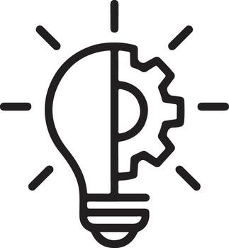 Symbol of a lightbulb combined with a gear representing innovation and engineering solutions vector