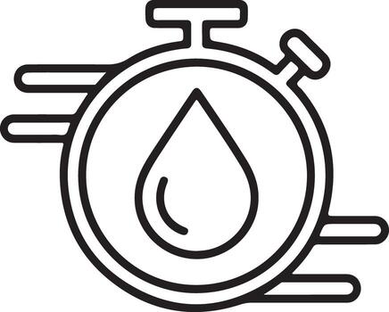 Stopwatch with a water drop inside symbolizing time and hydration or liquid measurement vector