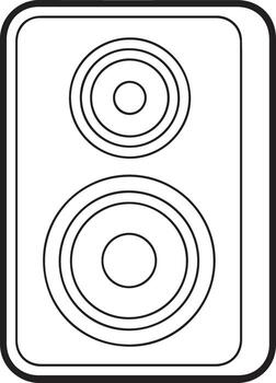 Simple outline drawing of a two way speaker system with woofer and tweeter vector