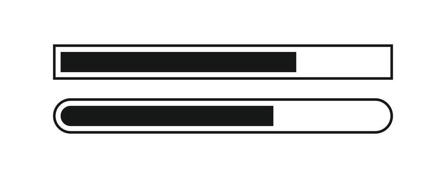 Progress bar icon set. The simple design includes a square and a rounded loading bar, great for website interfaces, software, and application loading concepts vector