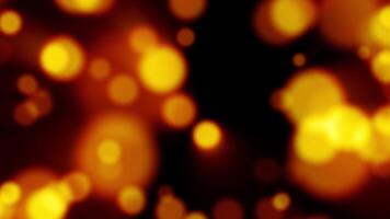 brilhando amarelo partículas flutuador através uma Sombrio fundo video