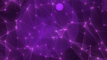 netwerk van gloeiend paars lijnen en knooppunten creëren een futuristische abstract web video