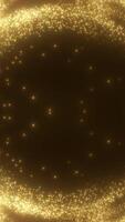 astratto raggiante particelle nel un' caldo d'oro spirale, la creazione di un' ipnotizzante circolare modello nel un' d'oro sfondo video