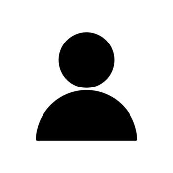 Generic user profile avatar icon with minimalist black silhouette design, perfect for digital interfaces, web applications, and social media platforms vector