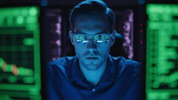 data analys med en fokuserade analytiker på dator arbetsstation granskning stock marknadsföra data och finansiell diagram tillhandahålla insikter för investering strategier video