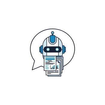 Robot Assistant With Digital Document vector
