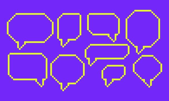 píxel línea habla burbuja 8 poco conversacion charla modelo juegos elemento editable vector