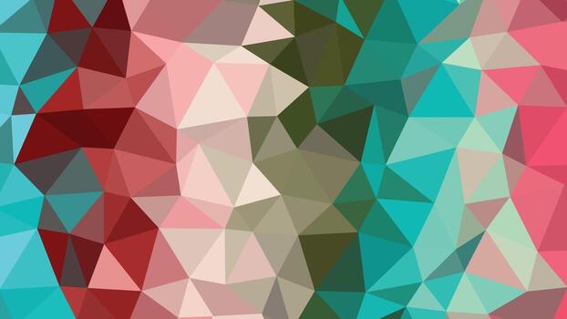 Abstract Geometric Low Poly Pattern with Red Teal and Pink Colors background vector
