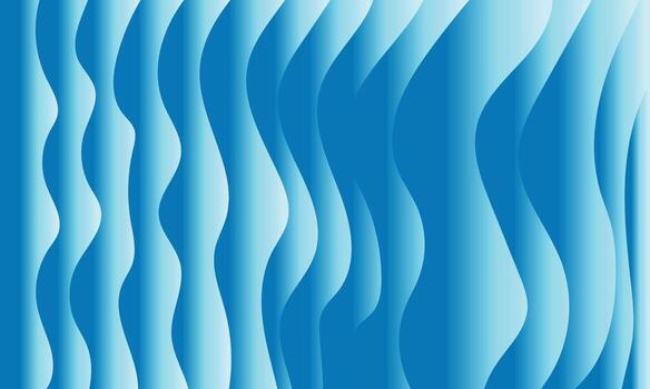 Abstract Blue Wavy Gradient Background with Vertical Ripples and Smooth Curves illustration vector
