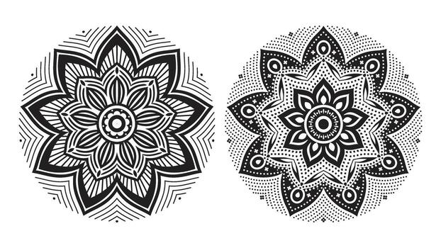 ornamental circular mandala diseño conjunto con intrincado floral resumen patrones para decorativo Arte étnico tatuaje modelo y antecedentes vector