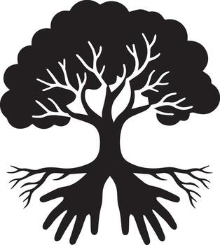 Tree with hands illustration vector