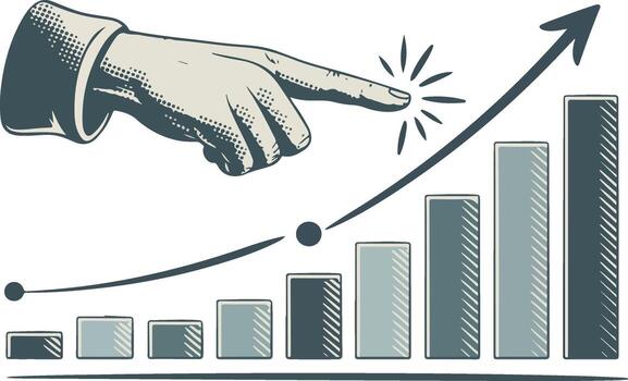 empresario señalando a grafico gráfico con flecha señalando arriba vector