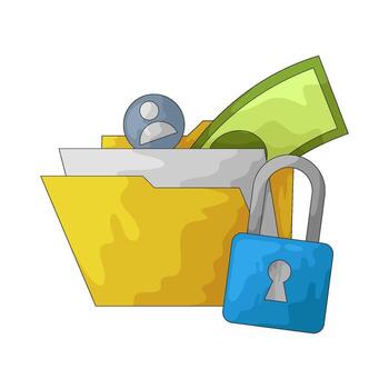 ilustración de seguro financiero datos en carpeta vector