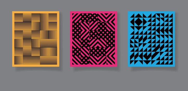 Abstract design bauhaus geometric pattern backgrounds, minimalist geometric designs with simple shapes and elements vector