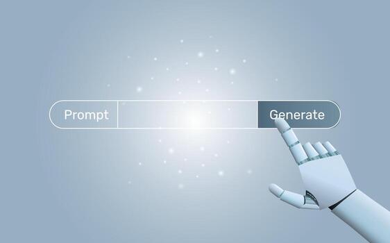 Robot hand press prompt generate button vector