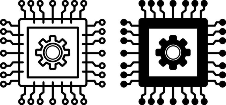 Hardware Icons. Black and White Illustration. The Collection of All Components That Make Up a Computer System. Information Technology Concept vector